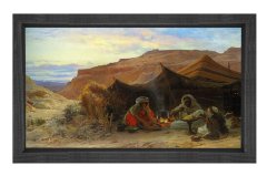 Bedevi Çadırı Tablosu Siyah Ahşap Çerçeve - 100x200
