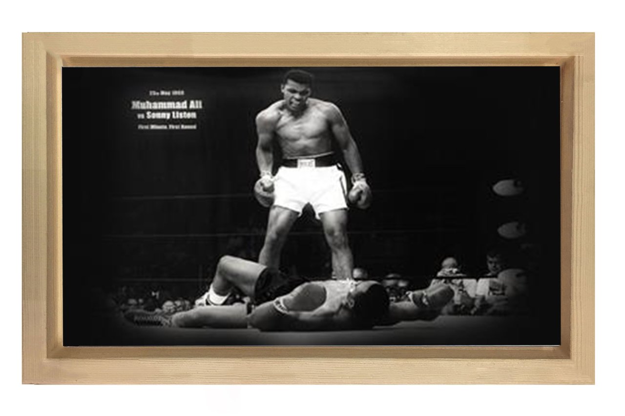 Muhammed Ali Ringde Tablosu Naturel Ahşap Çerçeve - 50x90