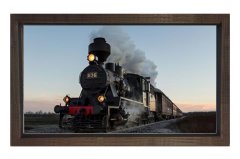 Lokomotif Tablosu Tablosu Kahverengi Ahşap Çerçeve - 40x60