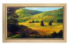 Ağaçlı Evler Tablosu Naturel Ahşap - 100x200