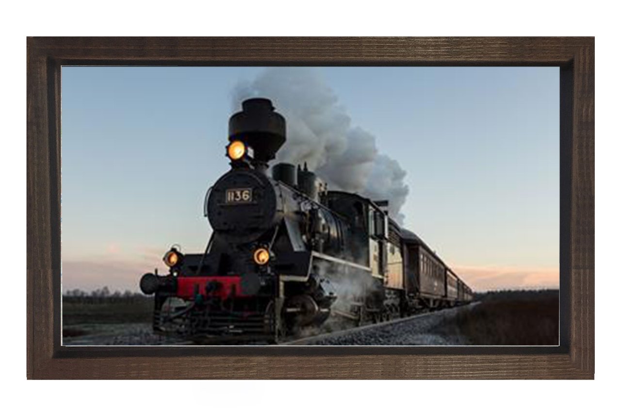Lokomotif Tablosu Tablosu Kahverengi Ahşap Çerçeve - 50x90