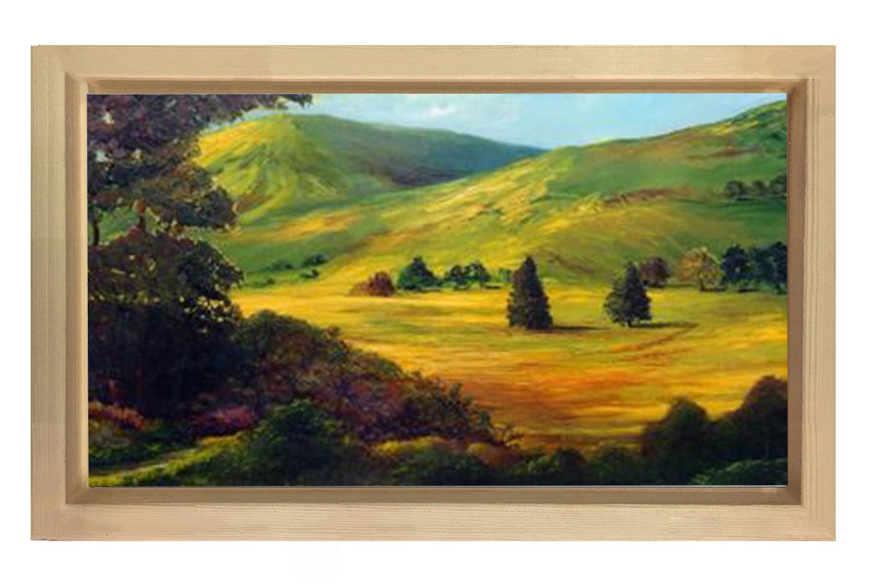 Ağaçlı Evler Tablosu Naturel Ahşap - 50x90