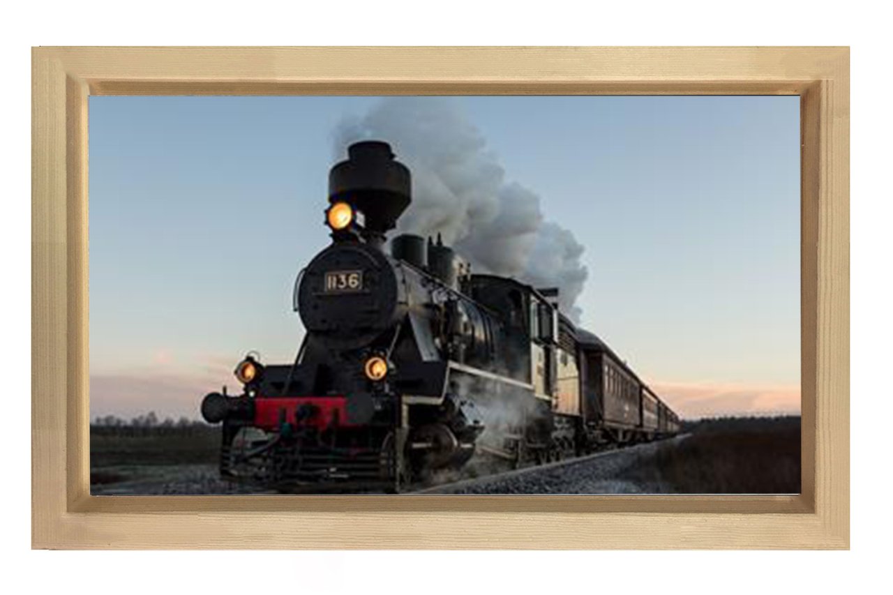 Lokomotif Tablosu Tablosu Naturel Ahşap Çerçeve - 50x70