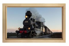Lokomotif Tablosu Tablosu Naturel Ahşap Çerçeve - 50x70