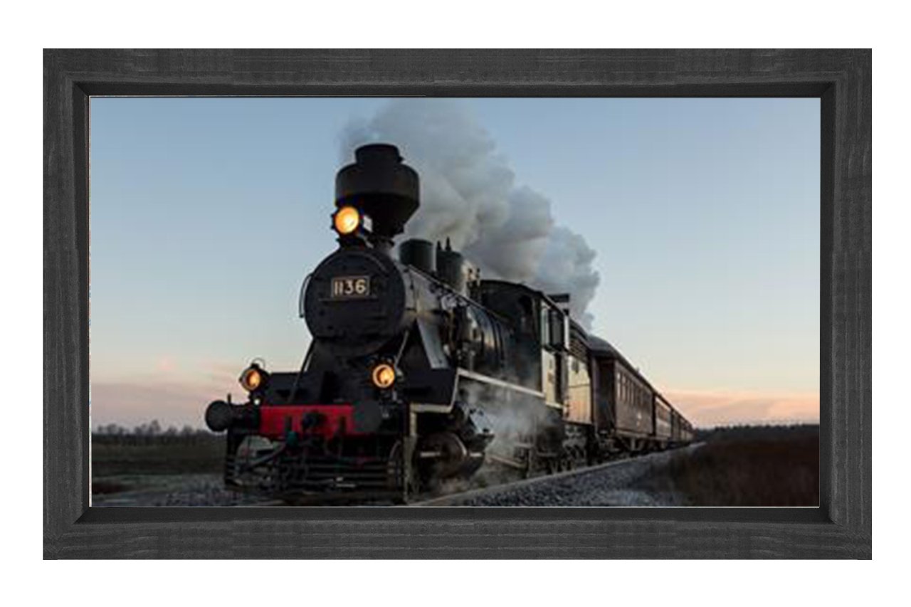 Lokomotif Tablosu Tablosu Siyah Ahşap Çerçeve - 70x100