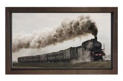Lokomotif Tablosu Tablosu Kahverengi Ahşap Çerçeve - 50x70