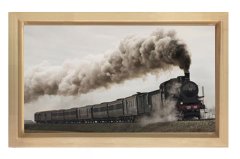 Lokomotif Tablosu Tablosu Naturel Ahşap Çerçeve - 50x70
