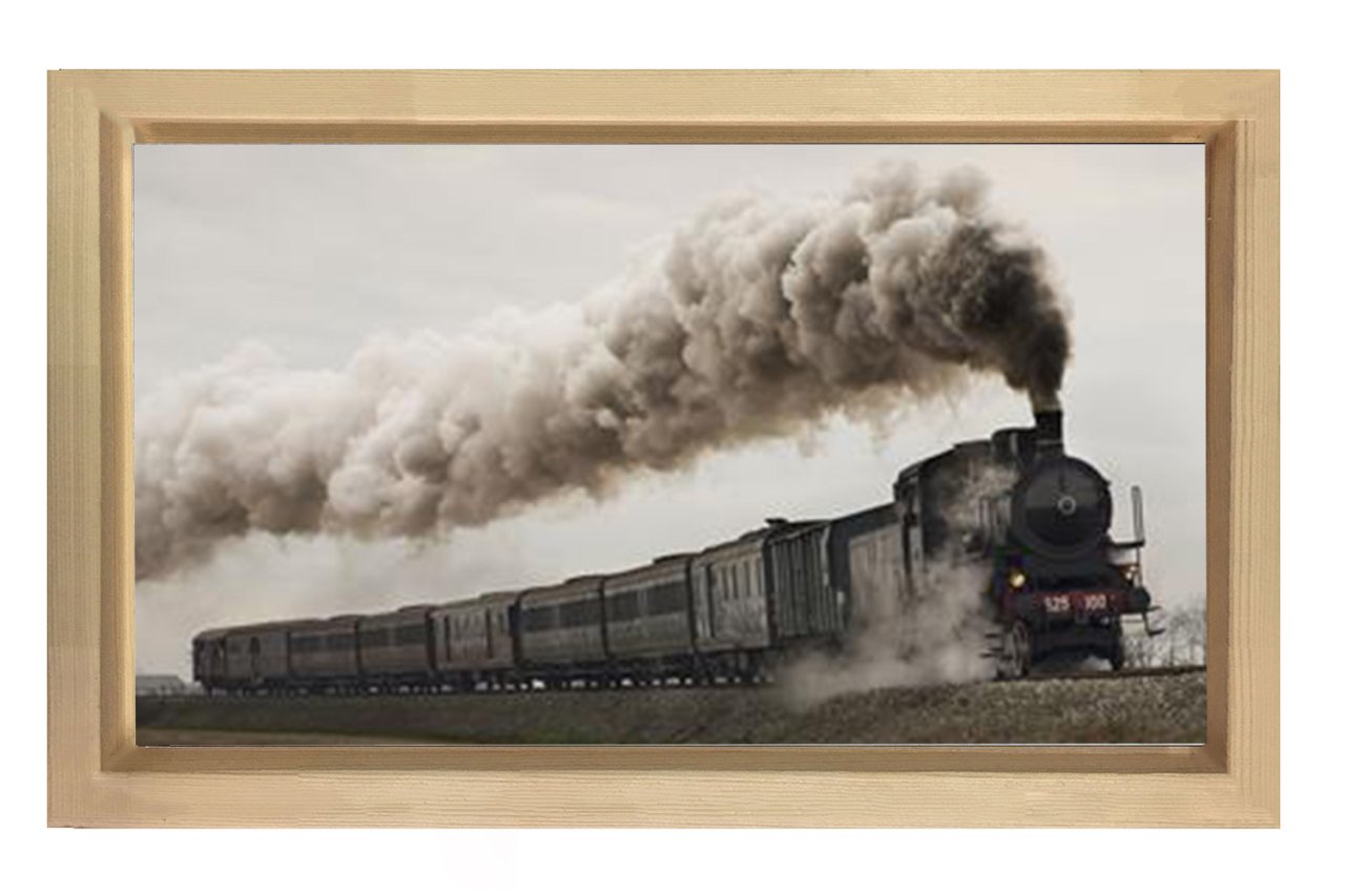 Lokomotif Tablosu Tablosu Naturel Ahşap Çerçeve - 50x90
