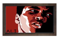 Muhammed Ali Yağlıboya Tablosu Kahverengi Ahşap Çerçeve - 50x90