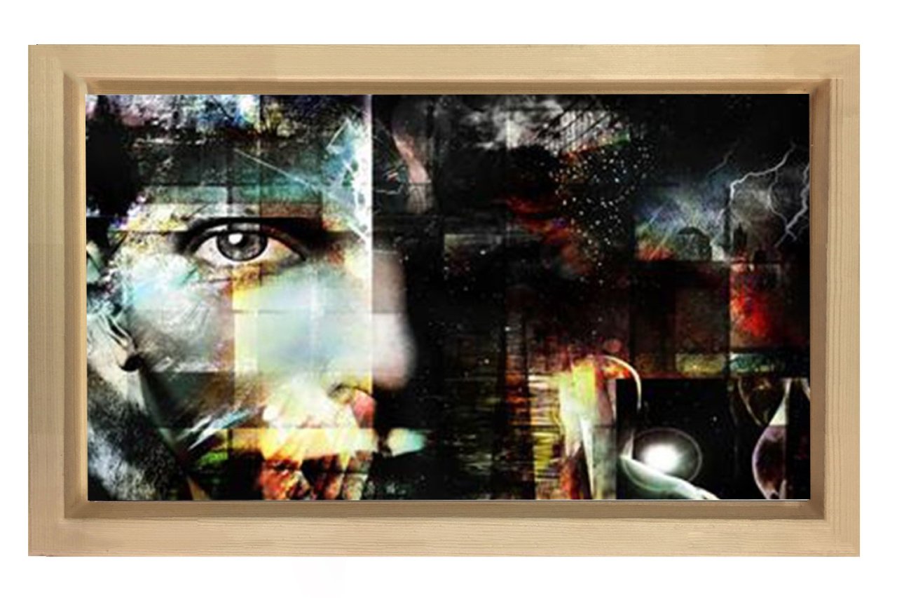 Soyut Yüz Duvarı Tablosu Naturel Ahşap - 50x70