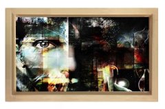 Soyut Yüz Duvarı Tablosu Naturel Ahşap - 50x70