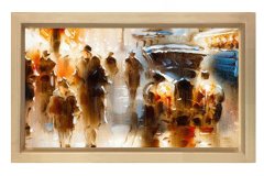 Vintage Şehir Manzarası Tablosu Naturel Ahşap - 50x70