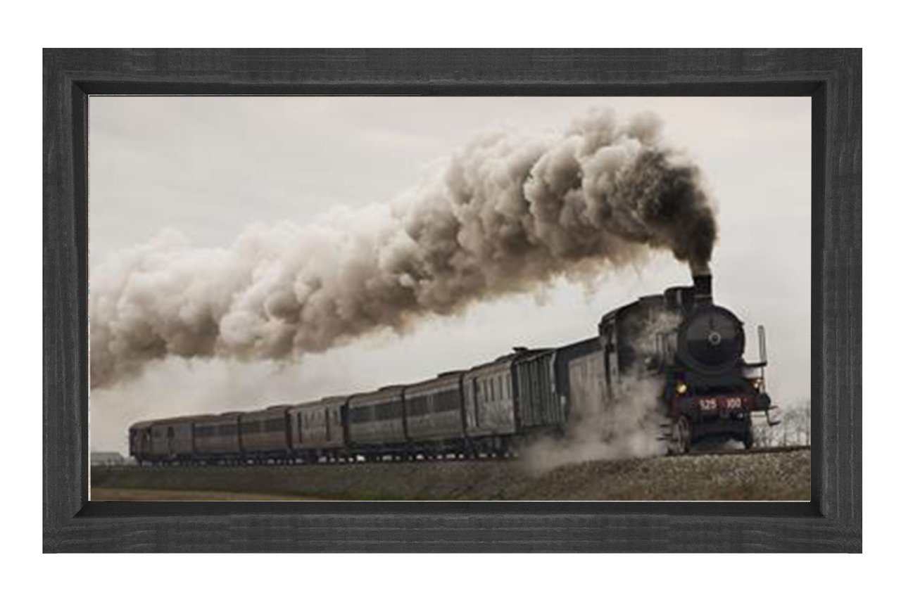 Lokomotif Tablosu Tablosu Siyah Ahşap Çerçeve - 70x100