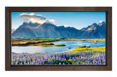 Çiçekli Göl Ve Dağ Manzarası Tablosu Kahverengi Ahşap - 100x200