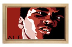 Muhammed Ali Yağlıboya Tablosu Naturel Ahşap Çerçeve - 70x100