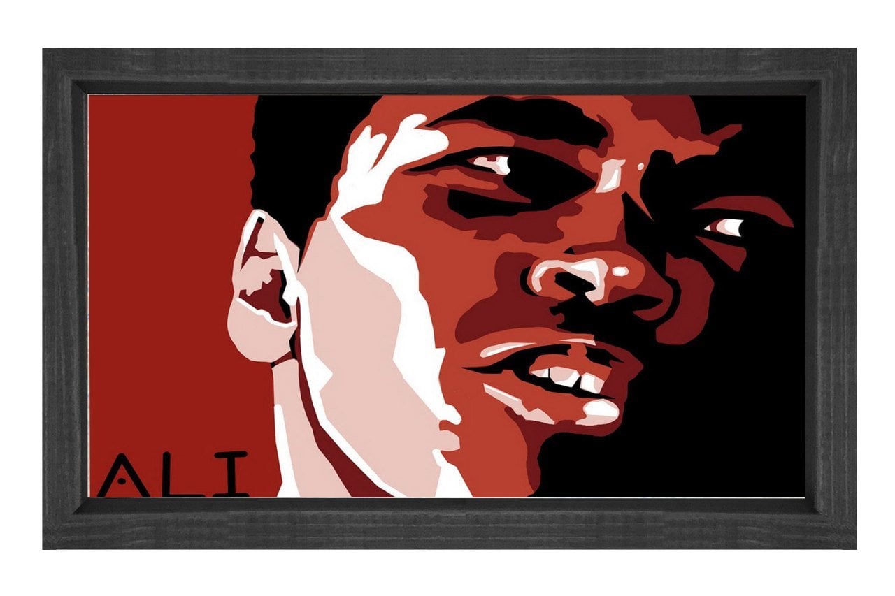 Muhammed Ali Yağlıboya Tablosu Siyah Ahşap Çerçeve - 50x90