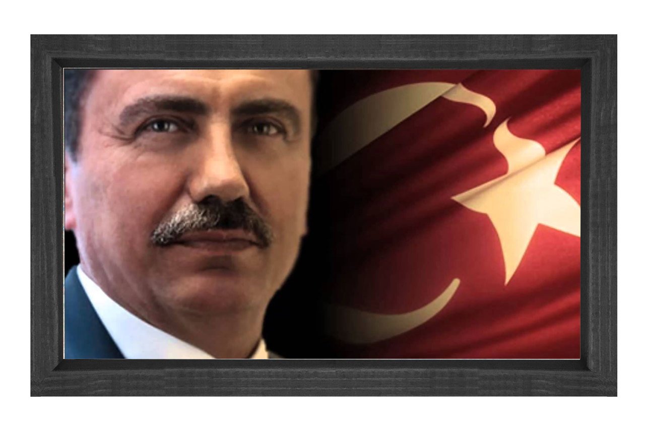 Sayın:Muhsin Yazıcıoğlu Tablosu Siyah Ahşap Çerçeve - 70x100