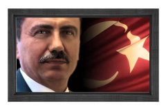 Sayın:Muhsin Yazıcıoğlu Tablosu Siyah Ahşap Çerçeve - 70x100