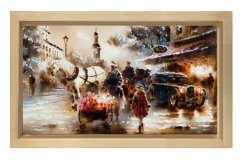 Vintage Şehir Manzarası Tablosu Naturel Ahşap - 100x200