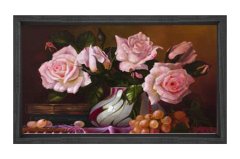 Pempe Güller Vazo Tablosu Siyah Ahşap Çerçeve - 100x150