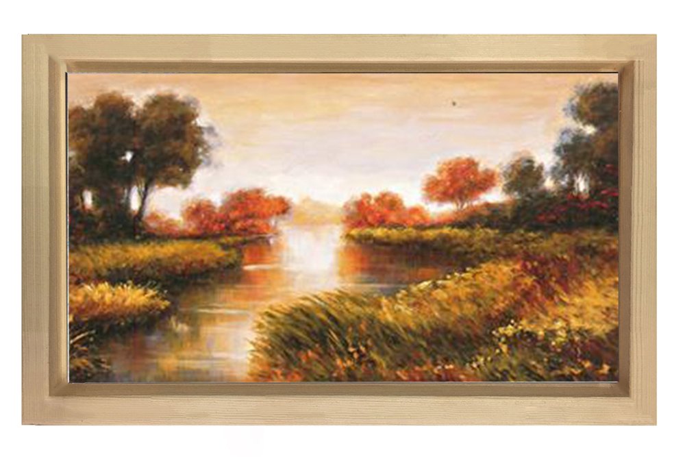 Nehir Ve Orman Tablosu Naturel Ahşap - 50x90