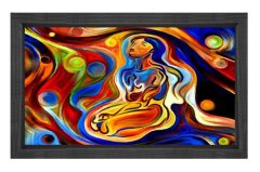 Soyut Reprodüksiyon Tablosu Siyah Ahşap - 100x150