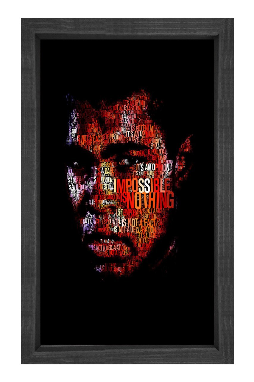 Muhammed Ali  Tablosu Siyah Ahşap Çerçeve - 50x70