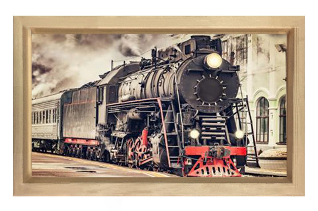 Lokomotif Tablosu Tablosu Naturel Ahşap Çerçeve - 50x90