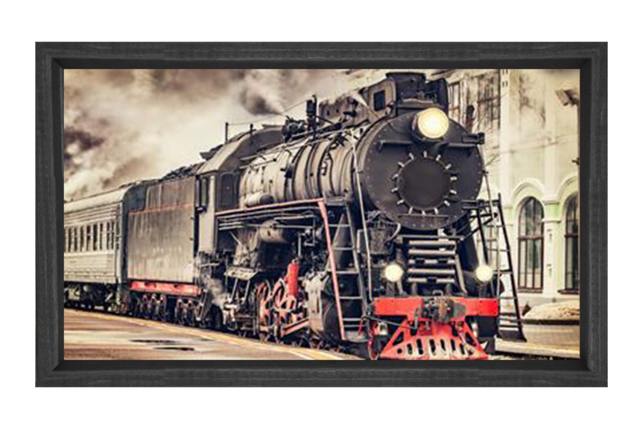Lokomotif Tablosu Tablosu Siyah Ahşap Çerçeve - 100x150