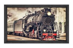 Lokomotif Tablosu Tablosu Siyah Ahşap Çerçeve - 100x150