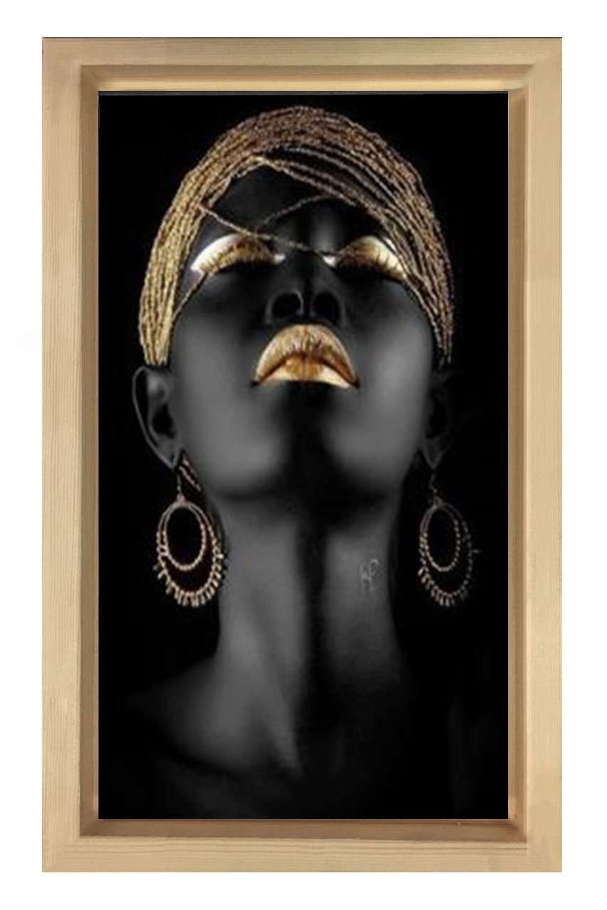 Zenci Kadın Tablosu Naturel Ahşap Çerçeve - 45x30