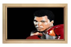 Boks Eldivenleriyle Muhammed Ali  Tablosu Naturel Ahşap Çerçeve - 40x60