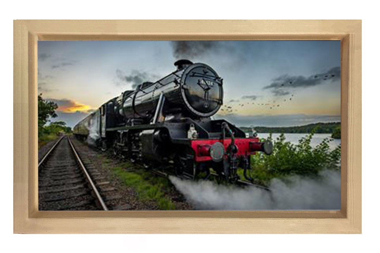 Lokomotif Tablosu Tablosu Naturel Ahşap Çerçeve - 100x200