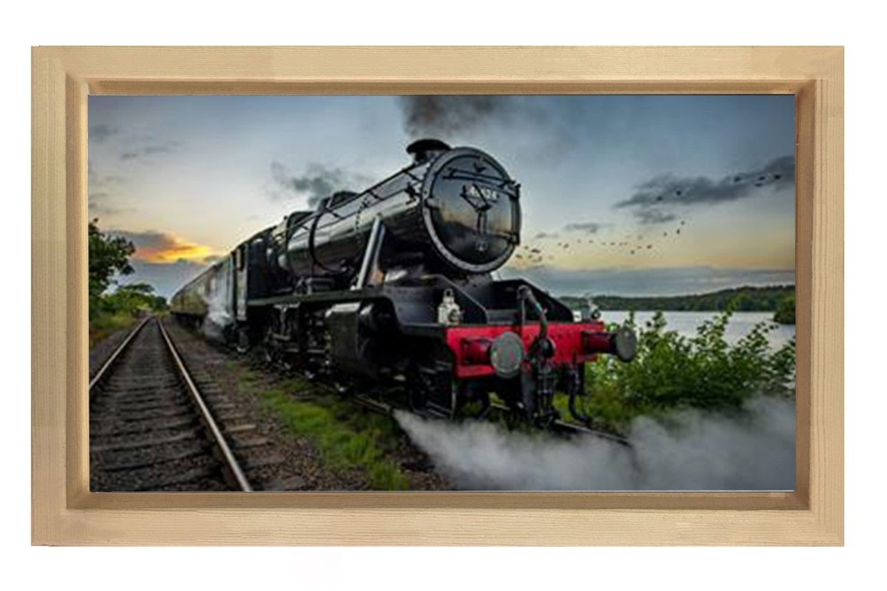 Lokomotif Tablosu Tablosu Naturel Ahşap Çerçeve - 50x90