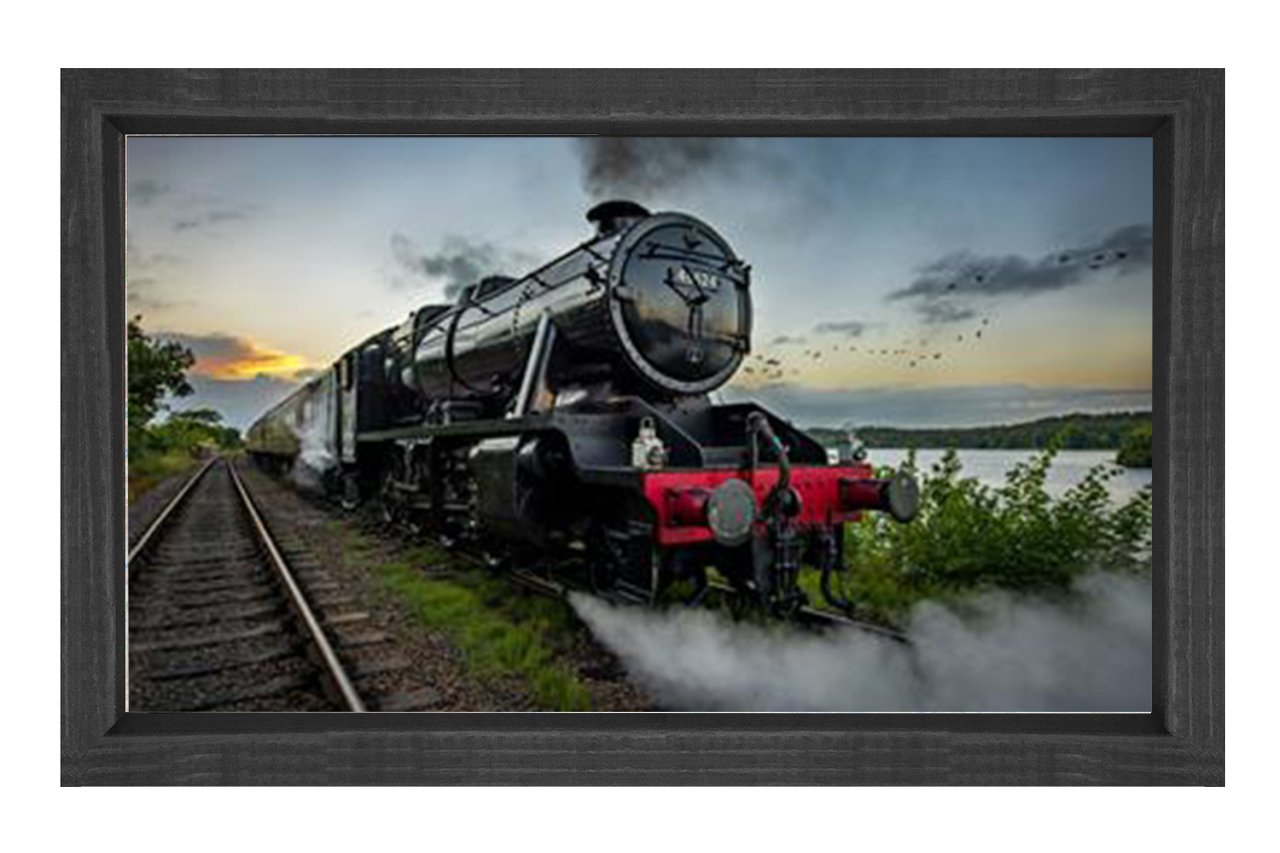 Lokomotif Tablosu Tablosu Siyah Ahşap Çerçeve - 100x150