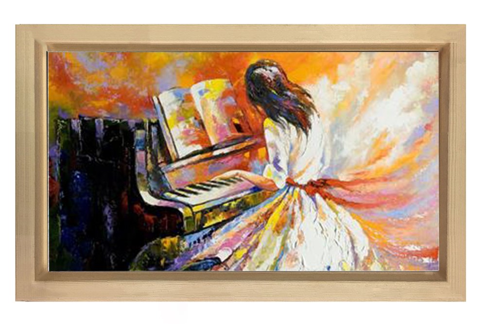 Piano Çalan Kız Tablosu Naturel Ahşap - 100x200