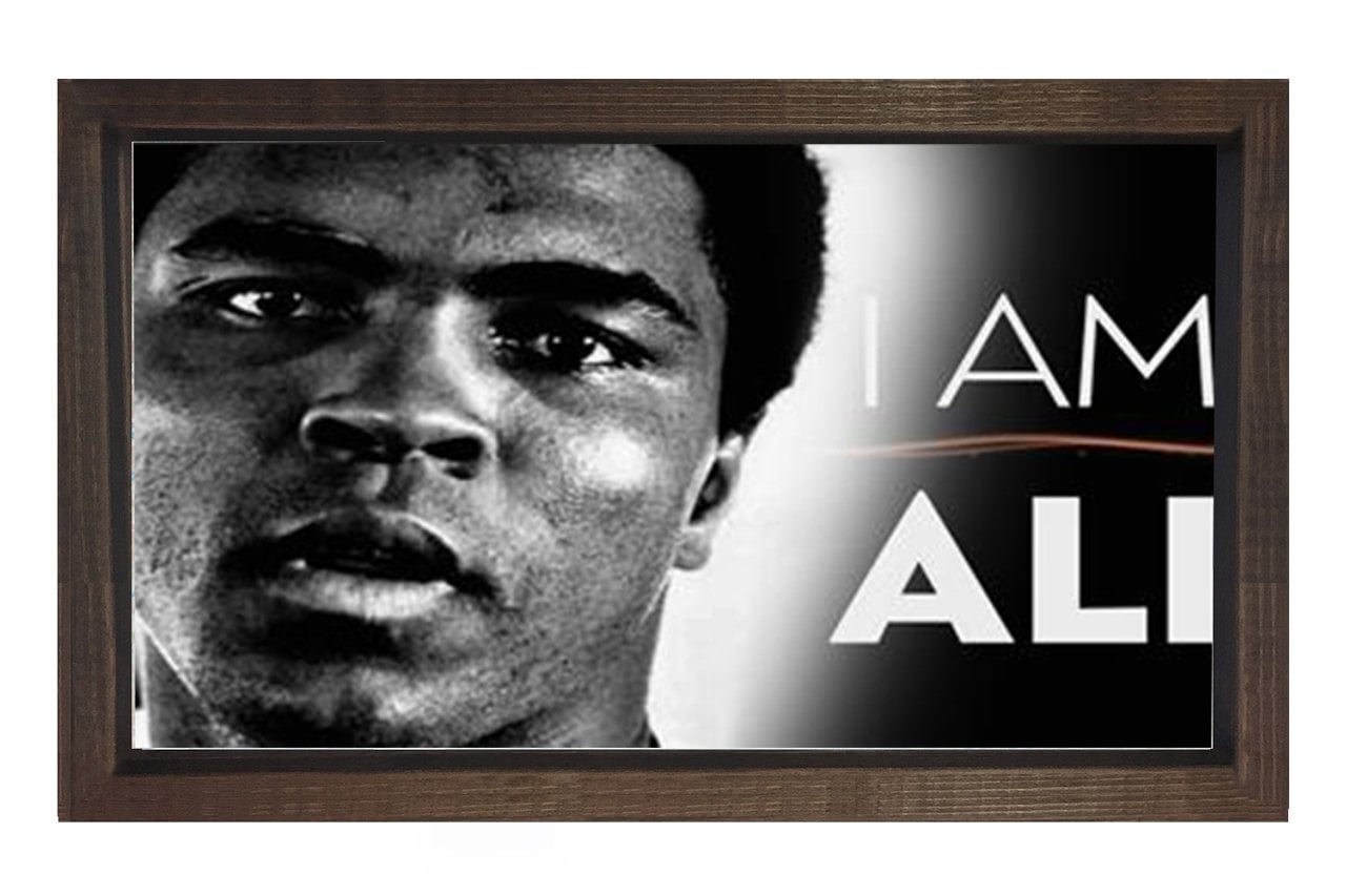Muhammed Ali Siyah Beyaz Tablosu Kahverengi Ahşap Çerçeve - 40x60