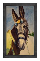 Süslü Eşek Tablosu Siyah Ahşap Çerçeve - 100x150