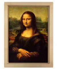 Mona Lisa Tablosu Naturel Ahşap Çerçeve - 50x70