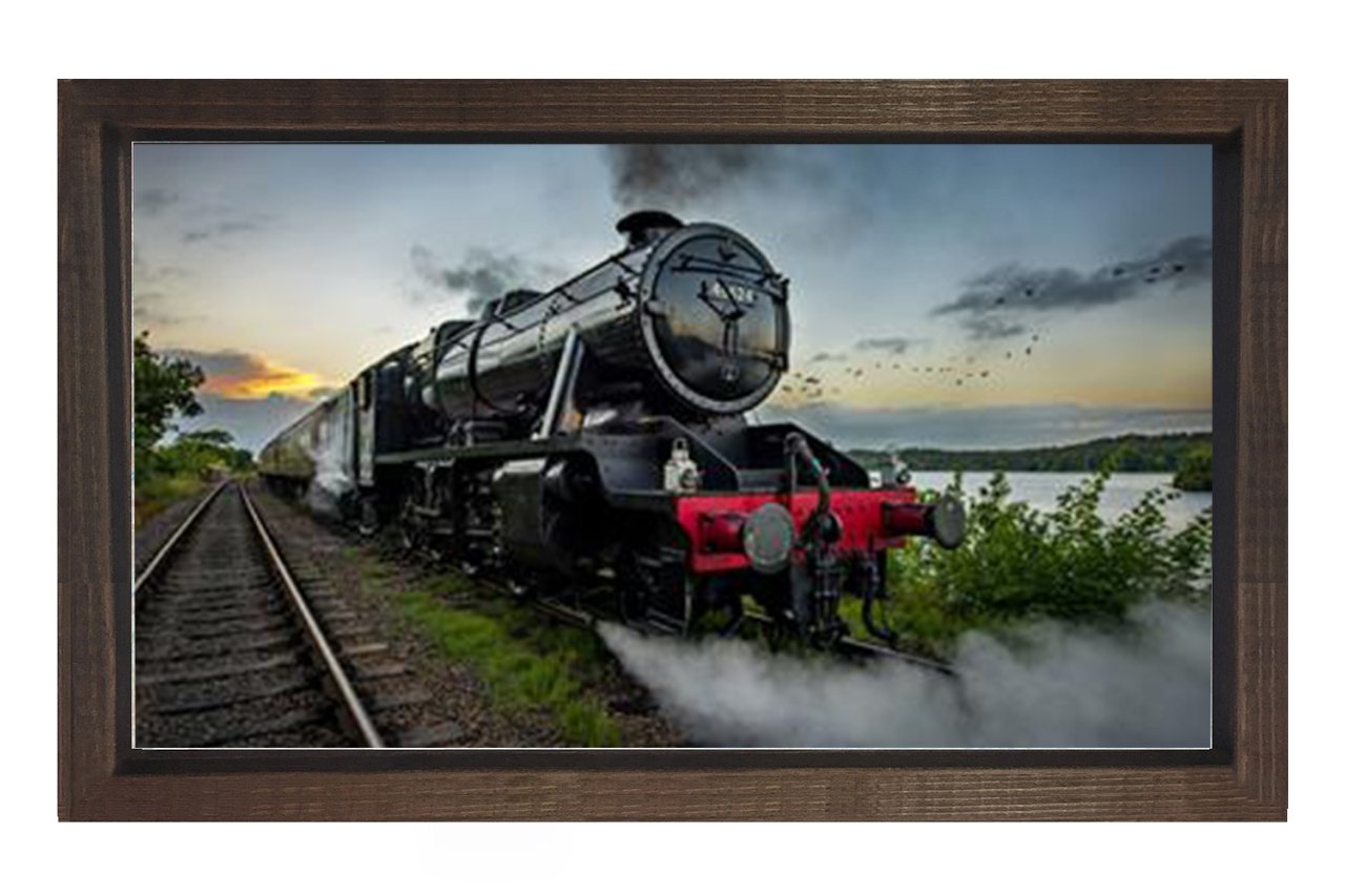 Lokomotif Tablosu Tablosu Kahverengi Ahşap Çerçeve - 40x60