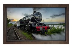 Lokomotif Tablosu Tablosu Kahverengi Ahşap Çerçeve - 40x60