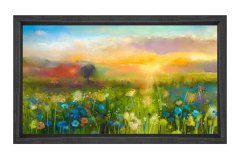 Çiçekli Doğa Ve Manzara Tablosu Siyah Ahşap - 50x90