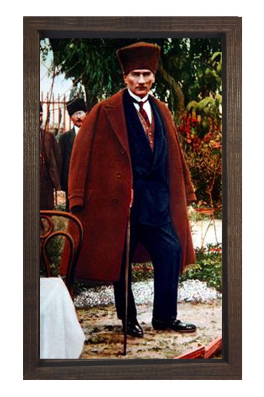Atatürk Ve Kalpaklı Endam Tablosu Kahverengi Ahşap - 100x200