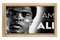 Muhammed Ali Siyah Beyaz Tablosu Naturel Ahşap Çerçeve - 50x90