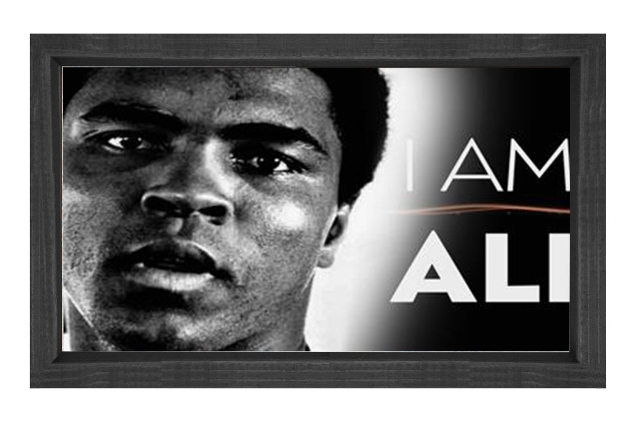 Muhammed Ali Siyah Beyaz Tablosu Siyah Ahşap Çerçeve - 50x70