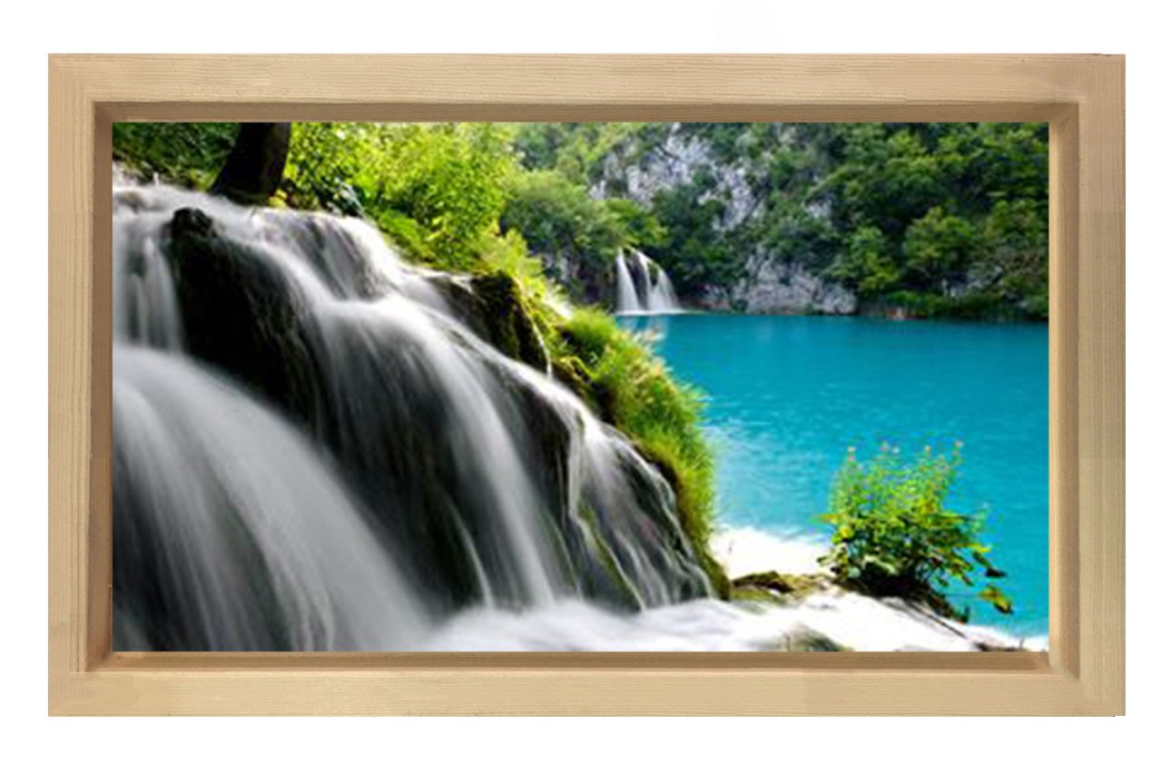 Küçük Pınarlar Ve Göl Tablosu Naturel Ahşap Çerçeve - 45x30