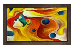 Soyut Reprodüksiyon Tablosu Kahverengi Ahşap - 50x70