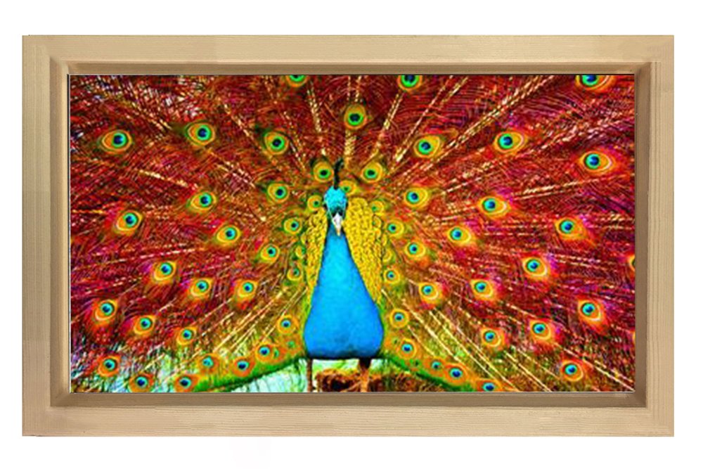 Tavus Kuşu Tablosu Naturel Ahşap - 100x200