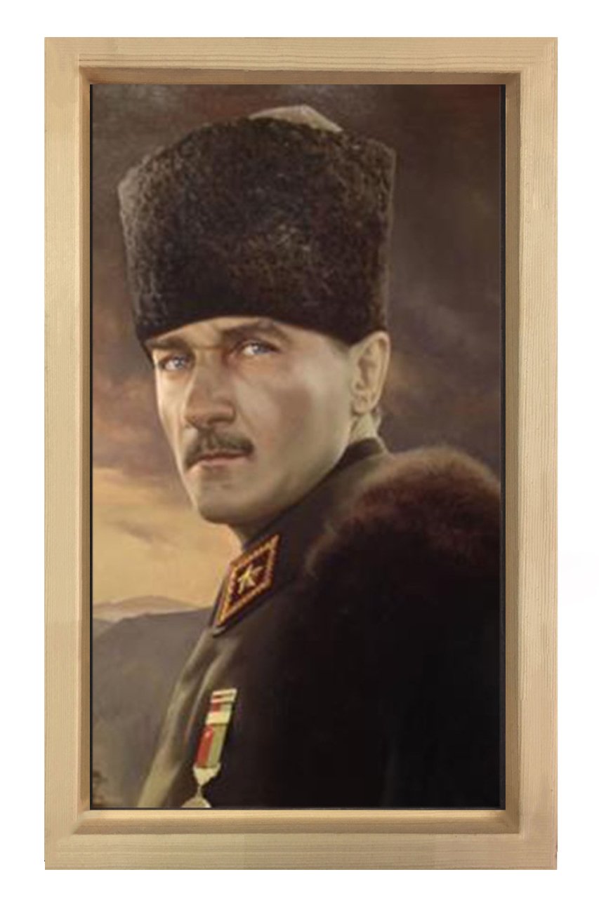 Atatürk Portre Tablosu Naturel Ahşap - 100x200