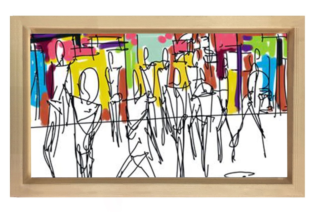 Soyut Reprodüksiyon Tablosu Naturel Ahşap - 100x200